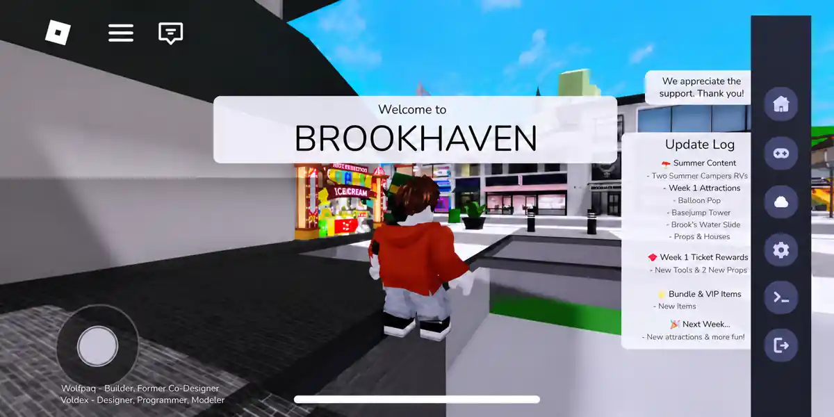 Delta navigation beside the Roblox scene